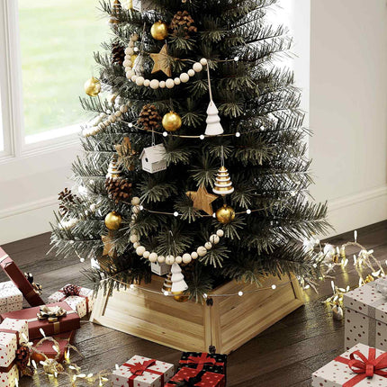 Christmas Tree Skirt, 65x65 cm, Natural Wood