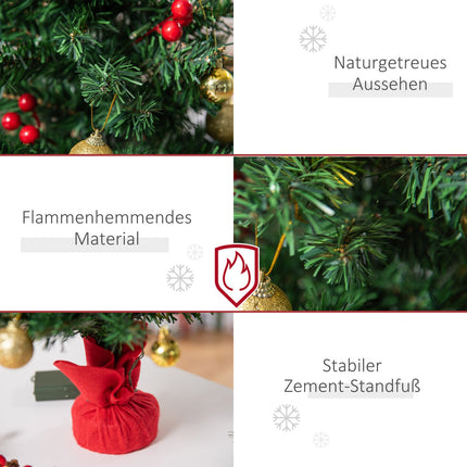Small green Christmas tree with LED lights and berries
