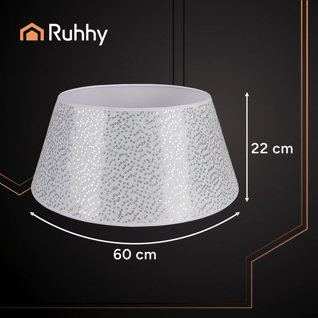 Christmas Tree Stand Cover, 60cm White with Silver Sequins