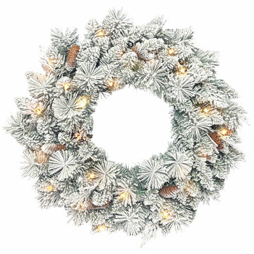 Christmas Wreath with LED Lights, Pinecones, 60cm