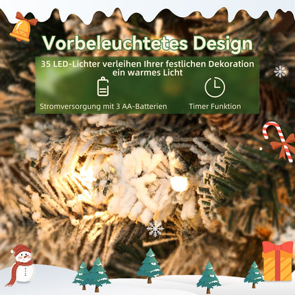 Christmas Wreath with LED Lights, Pinecones, 60cm