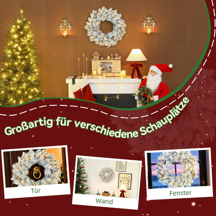 Christmas Wreath with LED Lights, Pinecones, 60cm
