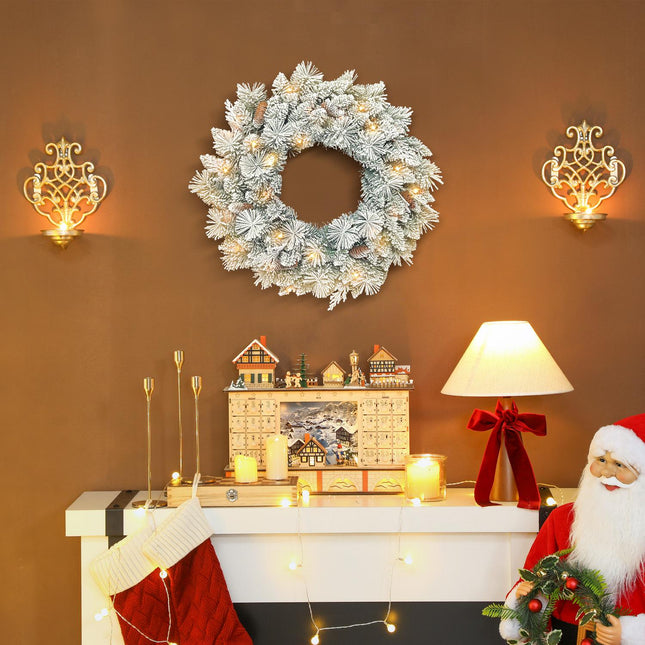 Christmas Wreath with LED Lights, Pinecones, 60cm