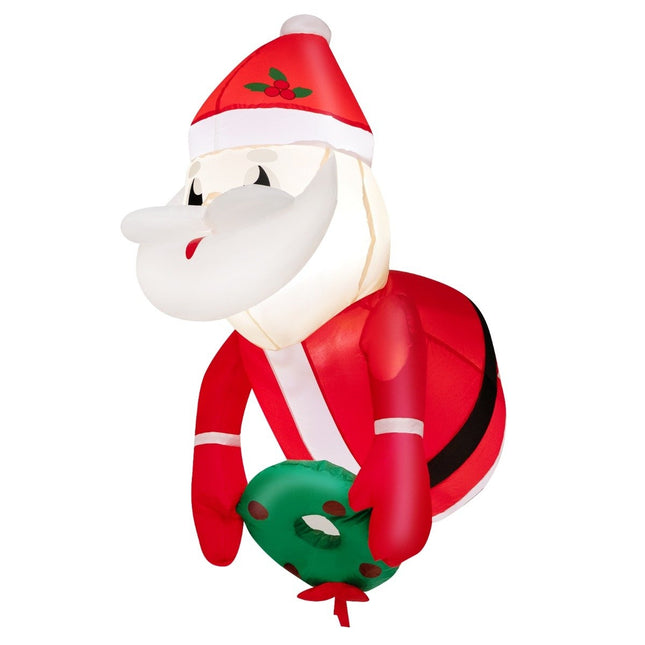 Christmas inflatable Santa Claus from the window with LED lights 45 x 60 x 100 cm red