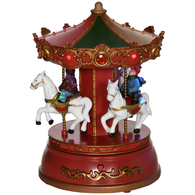 Christmas music box Carousel, LED & Rotating, 13x18.5 cm