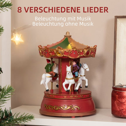 Christmas music box Carousel, LED & Rotating, 13x18.5 cm