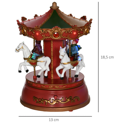 Christmas music box Carousel, LED & Rotating, 13x18.5 cm
