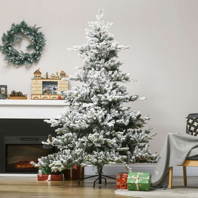 6ft Artificial Christmas Tree With Snow - 1471 Branch Tips