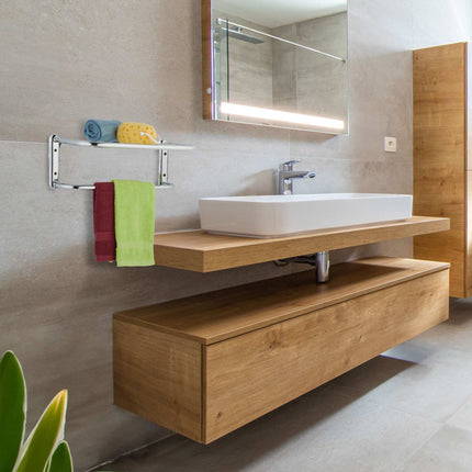 Chrome-plated towel rail for the wall