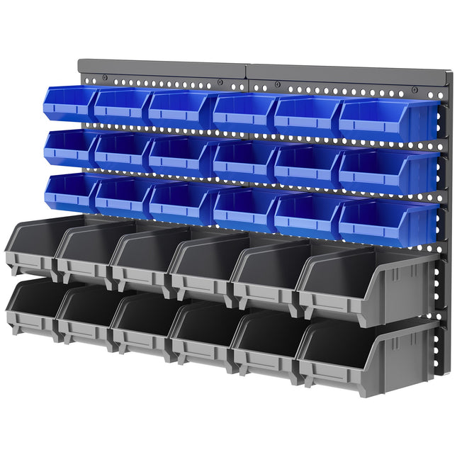 Plastic shelf, 63x18x37.5 cm, 30 drawers in various sizes