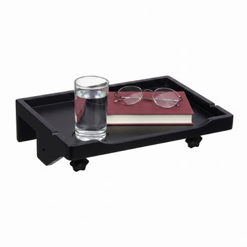 Clamp-On Bamboo Bedside Shelf with Cup Holder – Black