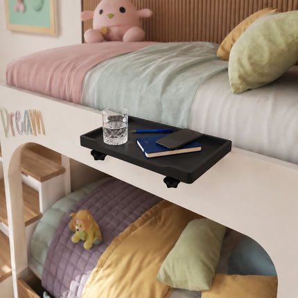 Clamp-On Bamboo Bedside Shelf with Cup Holder – Black