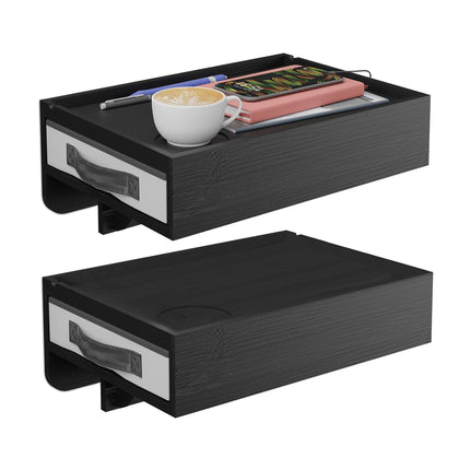 Clamp-On Bamboo Bedside Shelves, Set of 2