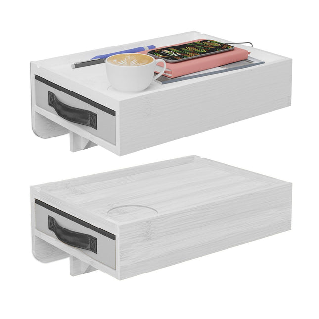 Clamp-On Bamboo Bedside Tables, Set of 2, With Drawer