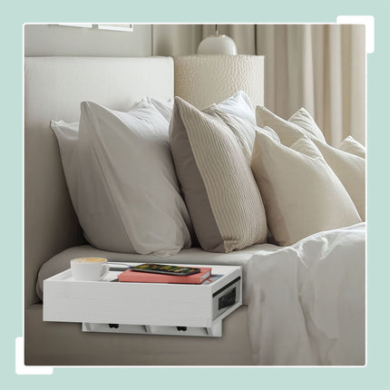Clamp-On Bamboo Bedside Tables, Set of 2, With Drawer