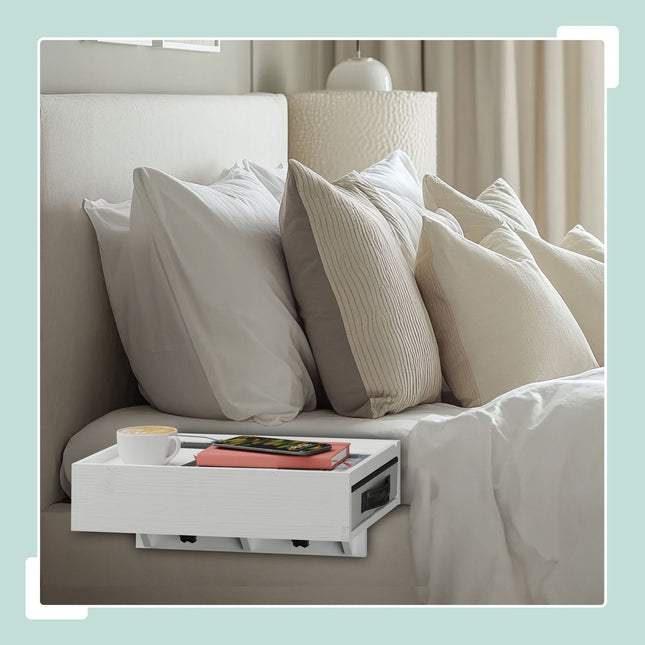 Clamp-On Bamboo Bedside Tables, Set of 2, With Drawer