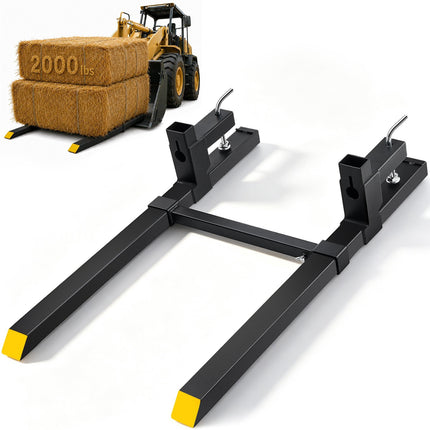 Clamp-On Pallet Forks 2000 lb, 43 in, Stabilizer Bar