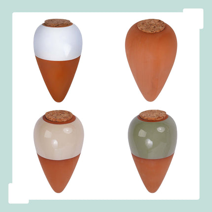 Clay Watering Cones Set with Lids, 350ml, Pack of 4