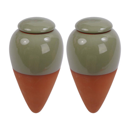 Clay Watering Cones with Lids, 350ml, 2-Pack, Sage