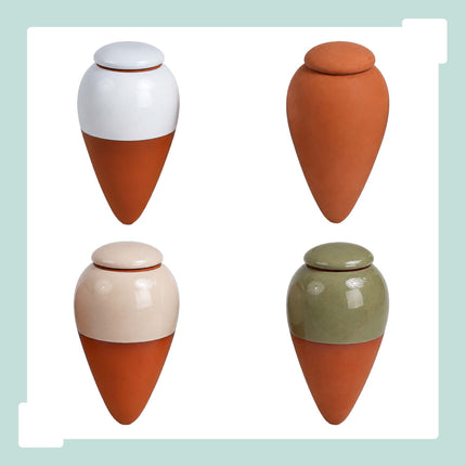 Clay Watering Cones with Lids, 350ml, Light Green, 4-Pack