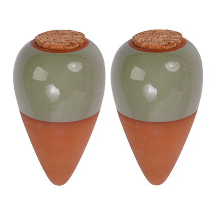 Clay Watering Cones with Lids, 350ml, Sage, 2-Pack