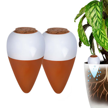Clay Watering Cones with Lids, 350ml, Set of 2, White