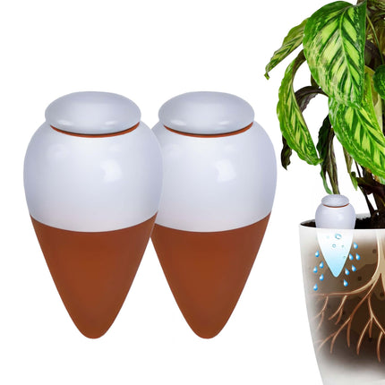 Clay Watering Cones with Lids, 350ml, White, Set of 2