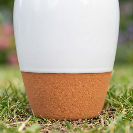 Clay Watering Cones with Lids, 350ml, White, Set of 2