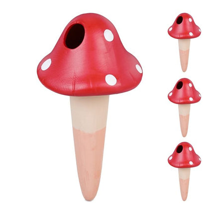 Clay cone red mushrooms in a set of 4