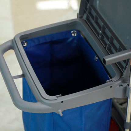 Cleaning Cart with Mop Press, 3-Tier, 2x18L Buckets