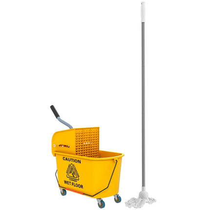 Cleaning Cart with Wheels, 20L Capacity, Yellow