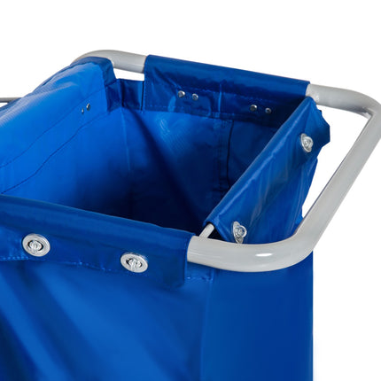 Cleaning trolley with 4 buckets and wheels, blue/orange