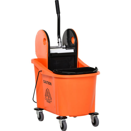 Cleaning trolley with swivel system, 36L - Black/Orange