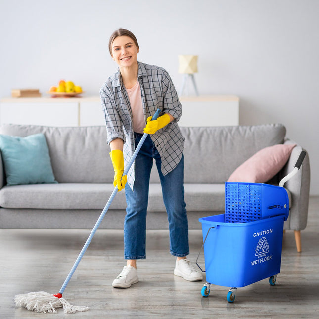 Reinigingswagen Wasemmer Huishouden 20 L met centrifuge en afscheider voor schoon vuil water Blauw 60L x 27W x 70,5H cm
