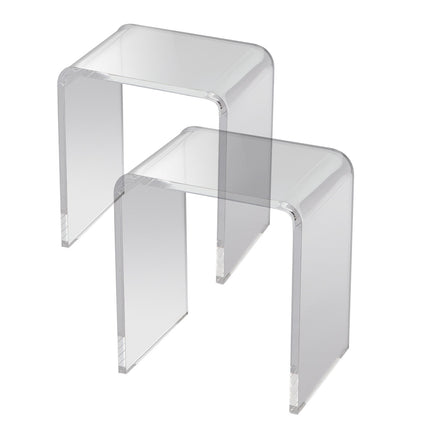 Clear Acrylic C-Shaped Side Tables Set, 2-Pack, 18mm