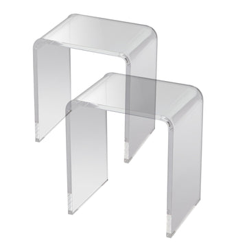 Clear Acrylic C-Shaped Side Tables Set, 2-Pack, 18mm