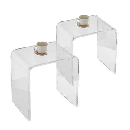 Clear Acrylic C-Shaped Side Tables Set, 2-Pack, 18mm