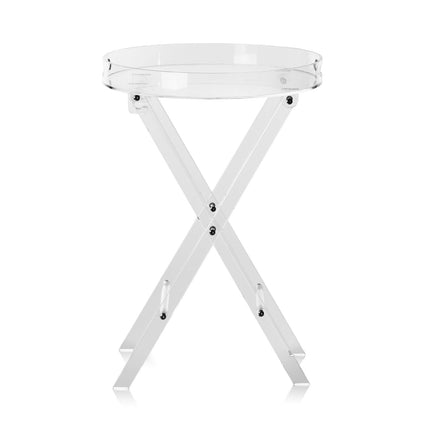 Clear Acrylic Folding Tray Table With X-Leg, 15.7 In