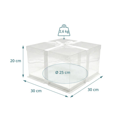 Clear Cake Boxes, Set Of 2 With Lids And Satin Ribbon