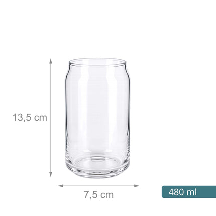 Clear Can-Shaped Long Drink Glasses, Set of 4