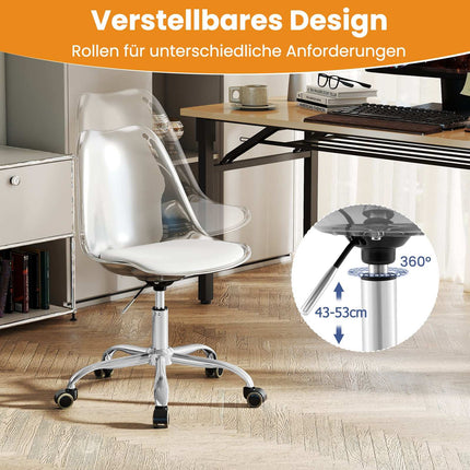 Clear PET Office Chair – Adjustable, Swivel, Ergonomic