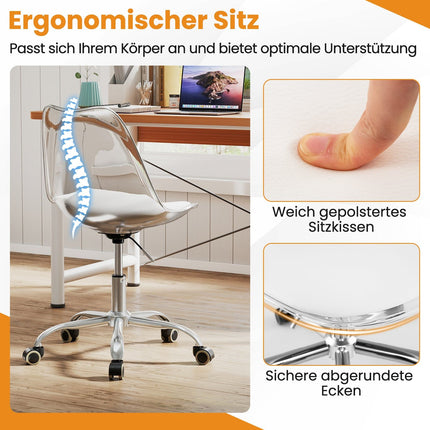 Clear PET Office Chair – Adjustable, Swivel, Ergonomic
