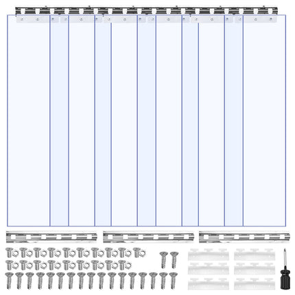 Clear PVC Strip Curtain, 0.9 x 2.1 m, 6-Pack, 2 mm