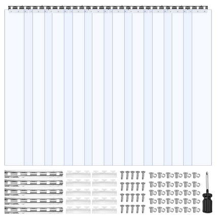 Clear PVC Strip Curtain, 2.1 x 1.5 m, 2 mm, 10-Pack