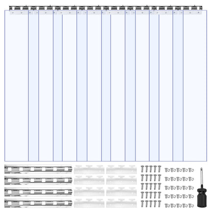 Clear PVC Strip Curtain, 48x84 In, 2mm, 8 Strips