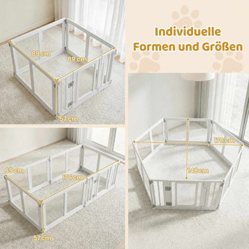 Clear Plastic Dog Playpen with Secure Locking Door, 6 Panels
