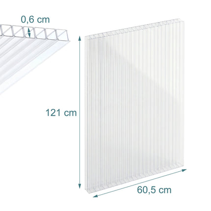 Clear Polycarbonate Multi-Wall Sheets, 6mm, 10-Pack