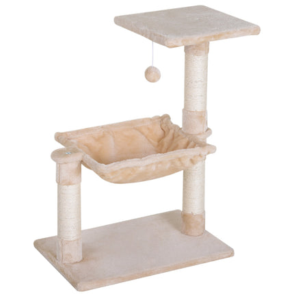 Cat tree scratching post with sisal and plush hammock 50cm