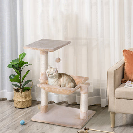Cat tree scratching post with sisal and plush hammock 50cm