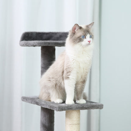 Cat tree with scratching post, 5 levels, beige/grey